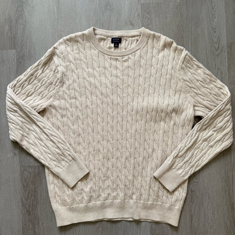 J. Crew Men's Beige Cable Knit Sweater
